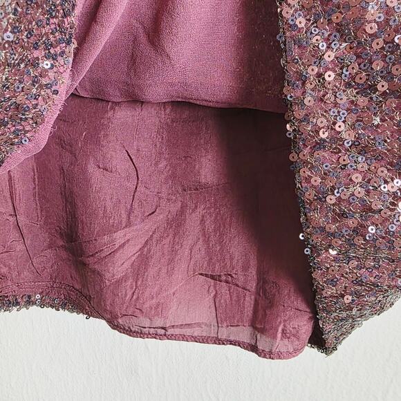 J. Crew Burgundy Wine Sequin Beaded Pencil Skirt 4 Silk Lined Red Holiday NWT - Picture 9 of 12